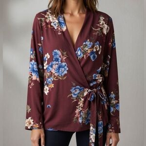 Zara High Collar Sheer Elegant  Wrap Around Blouse. Made In Morroco. Sz Ladies M